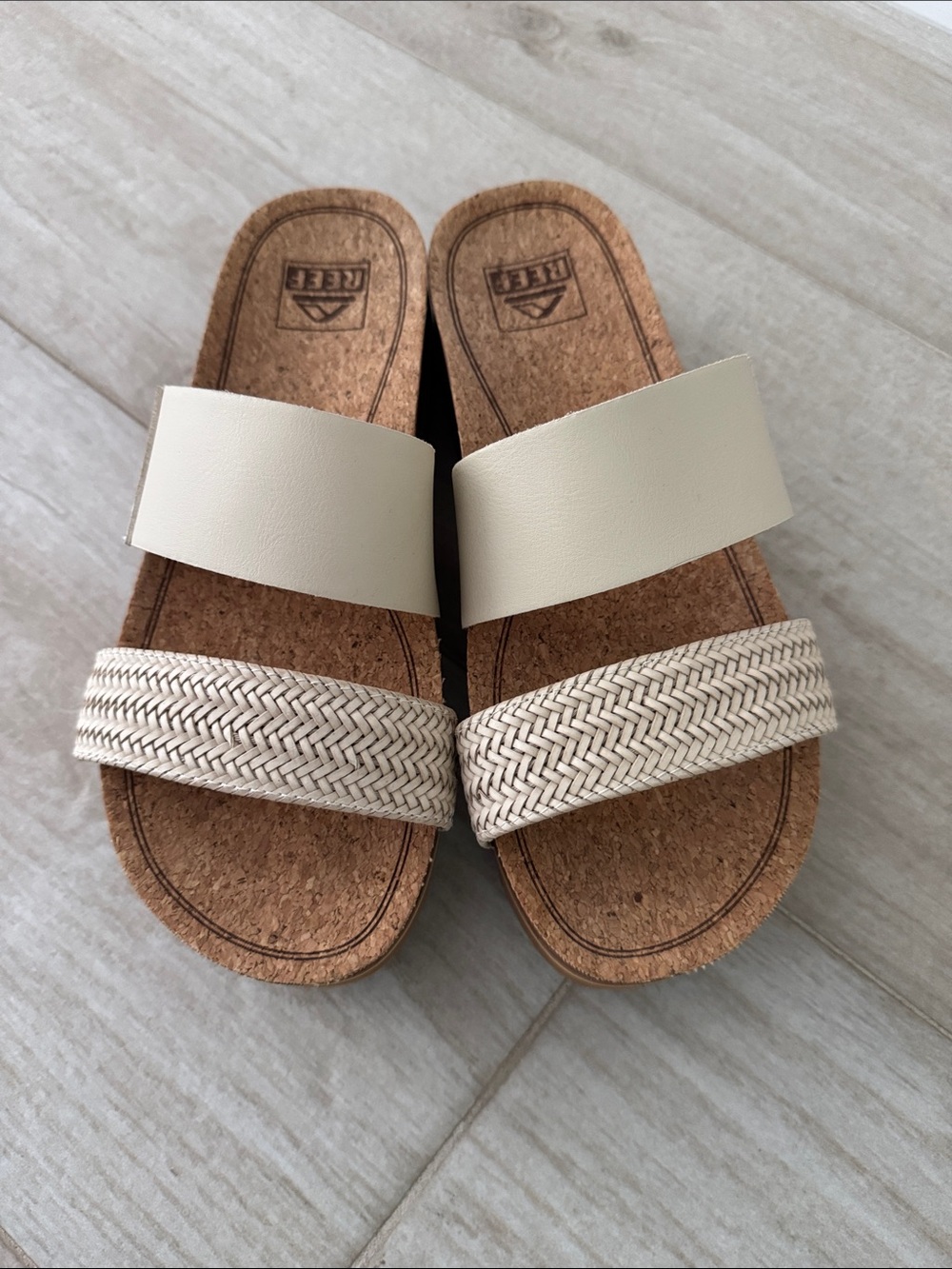 Reef Women's Cream Double Strap Slide Sandals